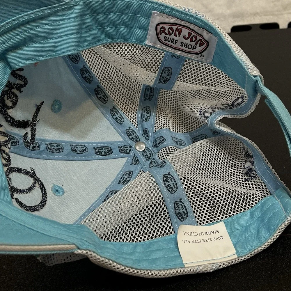 RON JON Surf Shop Women's Strapback Trucker Hat Cap ORANGE BEACH Teal Blue